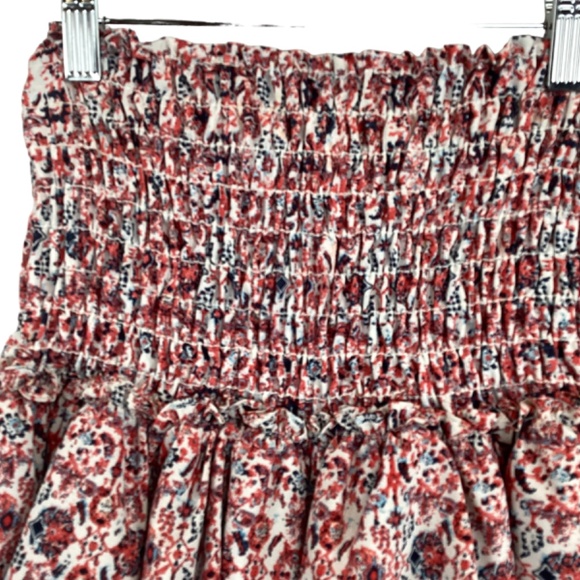 Misa Los Angeles Smocked Waist Ruffle Tiered Skirt Size XS Xsmall Fringe Trim - Picture 2 of 7